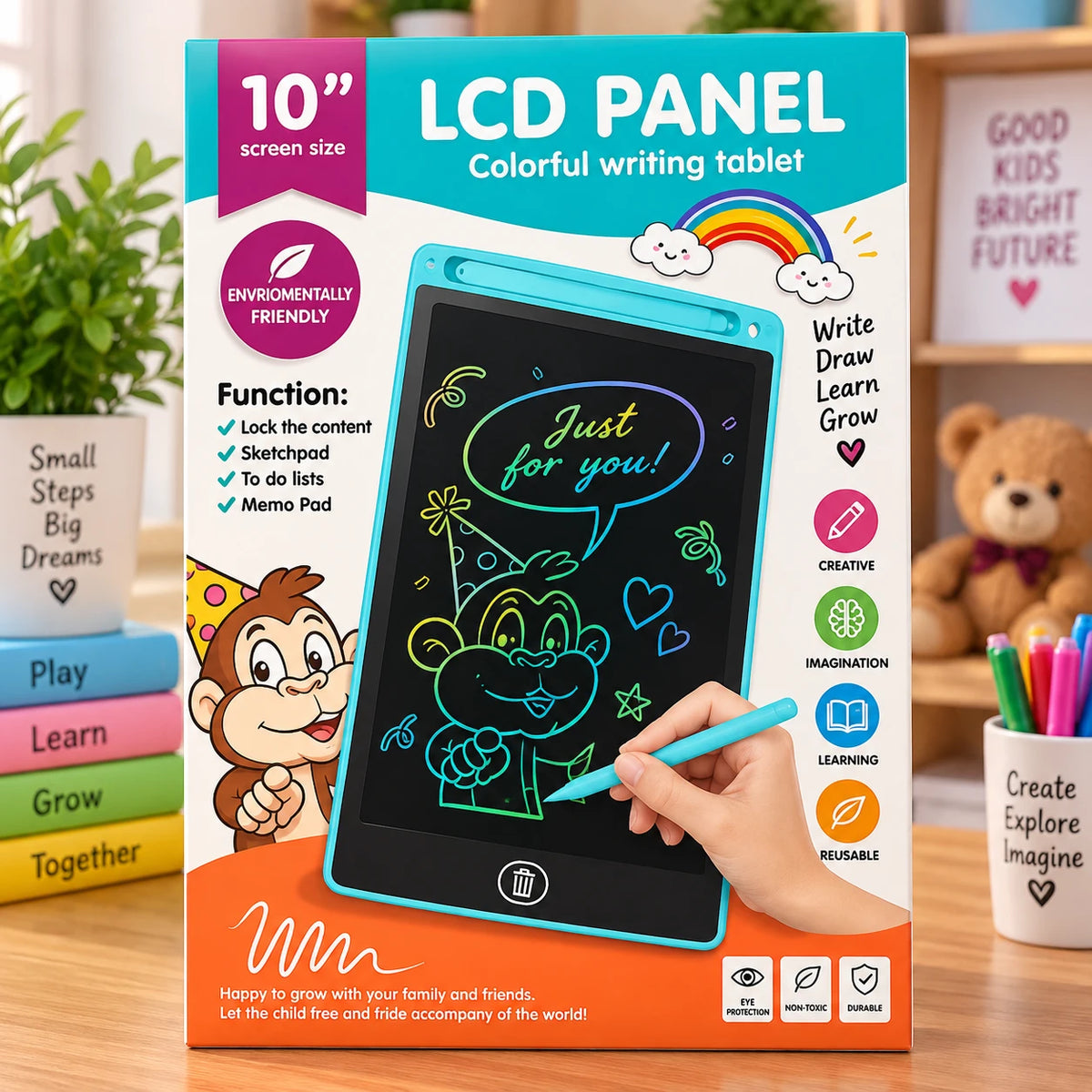 10 inch LCD Writing Tablet Multicolor Screen Erasable Writing Board