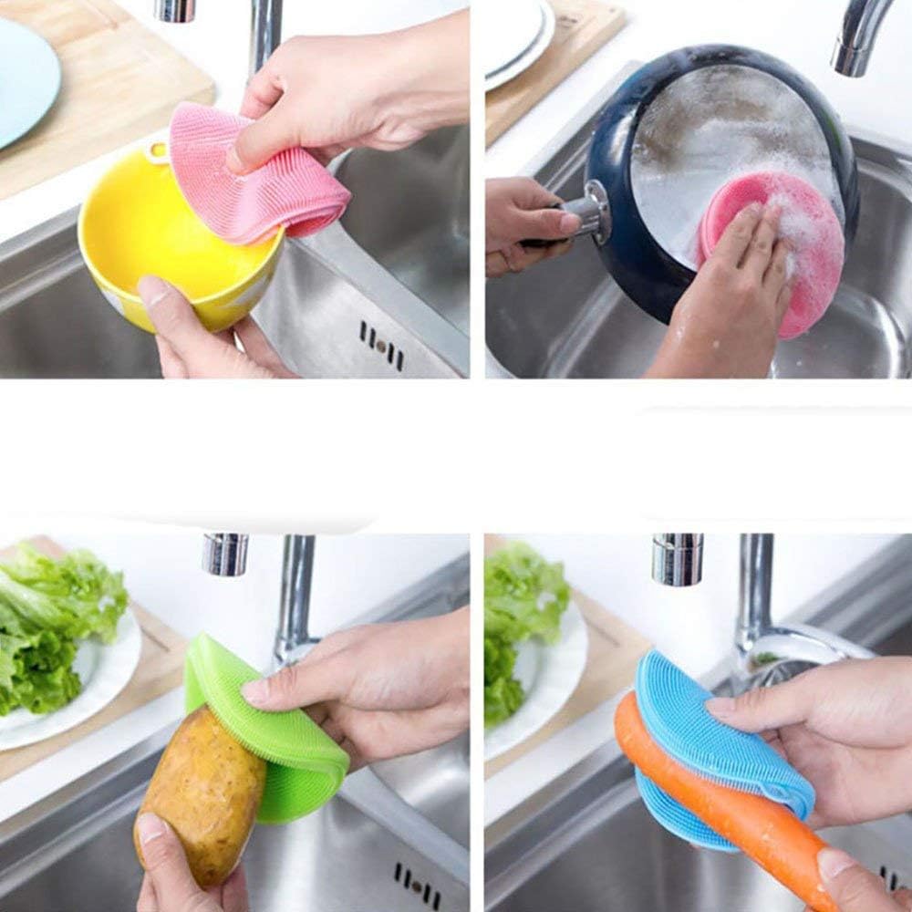 Pack of 3 2020 New Multi-Purpose Silicone DishWasher Sponge Multi Color - Deliverrpk