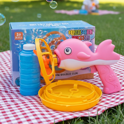 Dolphin Bubble Gun Machine Toy With Refill Solution (Random Color)