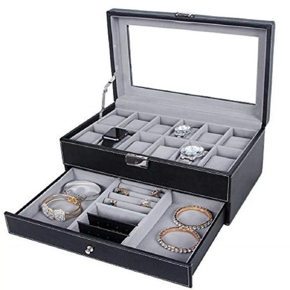 12 Slot Watch and Sunglasses Organizer for Men, Jewelry Display Watch Box Deliverr.pk