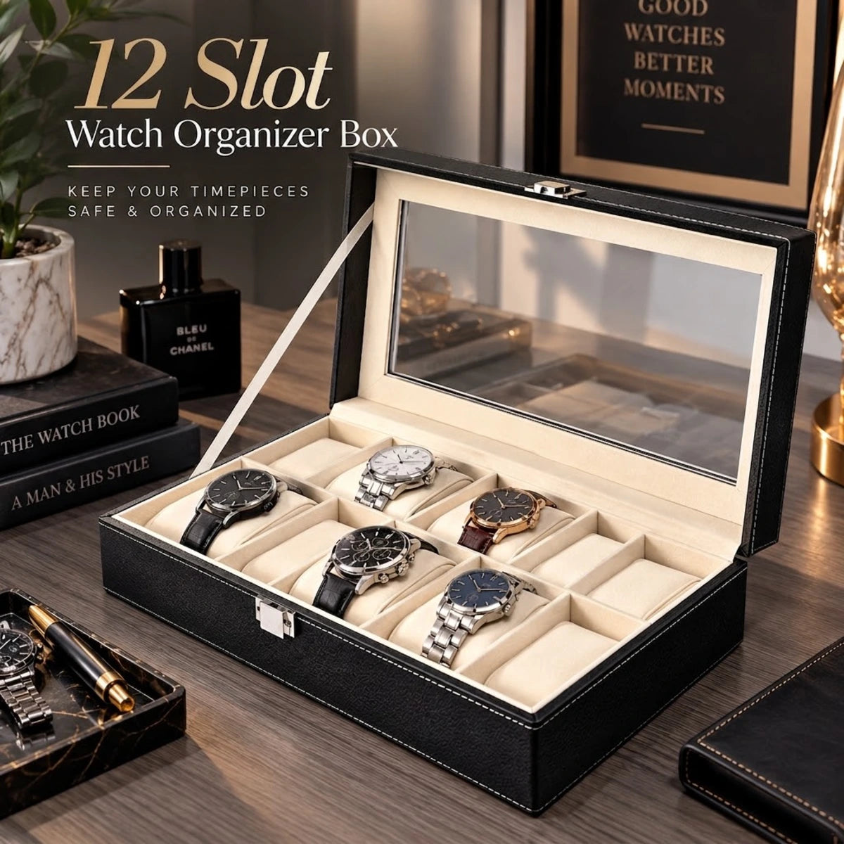 12 Slots Watch Organizer