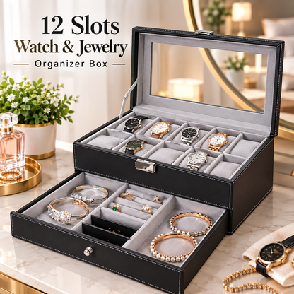 12 Slot Watch and Sunglasses Organizer for Men — Jewelry Display Watch Box