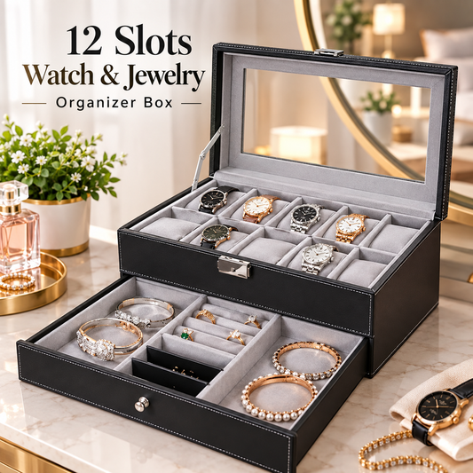 12 Slot Watch and Sunglasses Organizer for Men — Jewelry Display Watch Box