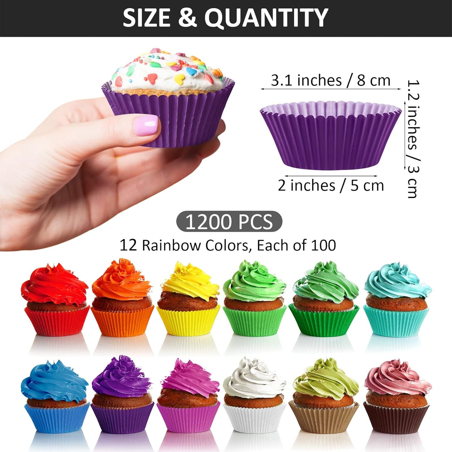 Cupcake Muffin Paper Liner Baking Cups - 100 Pcs - Multicolor - Deliverrpk