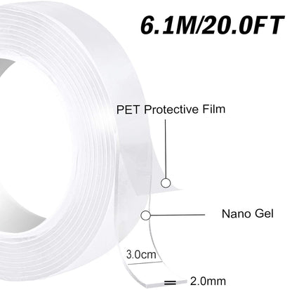 Nano tape (Double sided Washable silicon Transparent tape) Transparent Traceless Waterproof tape PMP - Deliverrpk