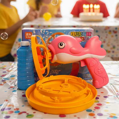 Dolphin Bubble Gun Machine Toy With Refill Solution (Random Color)
