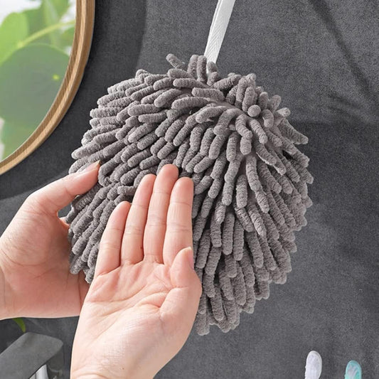 Bathroom Chenille Hand Towels Wipe Hand Towel Ball Kitchen with Hanging Loops Quick Dry Soft Absorbent Microfiber Towels - Deliverrpk