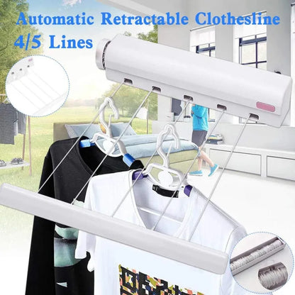 Retractable Automatic Cloth Drying Line Rope Retractable Clothesline Extendable Automatic Cloth Drying Stand Clothes Line, Drying line Clothes Line Wall Mounted Retractable Hanging Ropes for Laundry & Hanger Dryer - 3.2 Meters Ropes Length - Deliverrpk