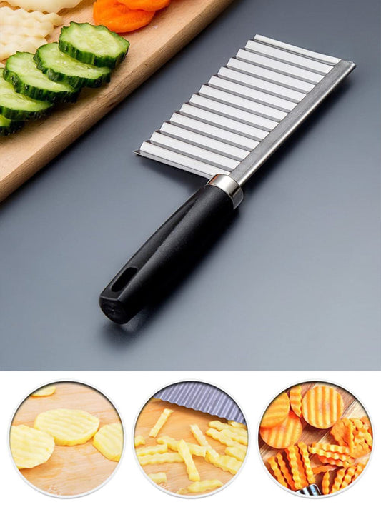 Crinkle fries cutter knife with handle - stainless steel high quality - Deliverrpk