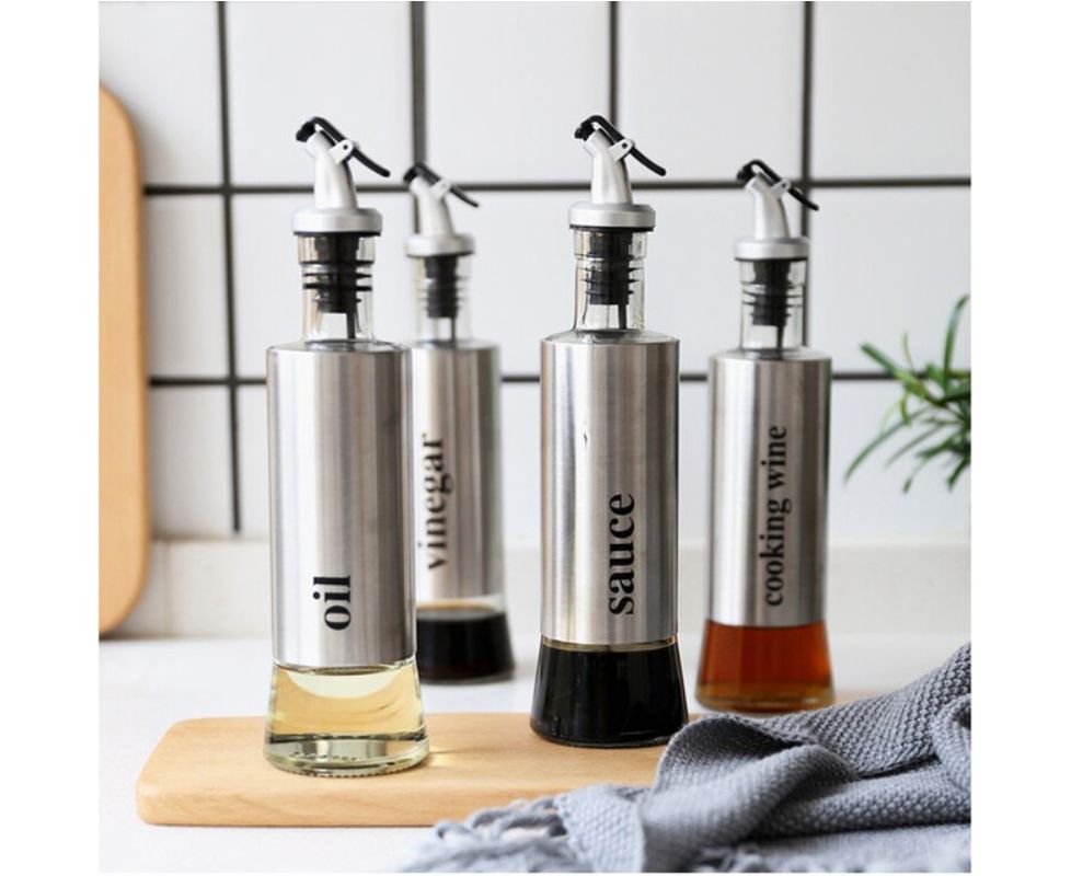 Oil Bottle for Kitchen 300ml Stainless Steel Oil Bottle - Deliverrpk