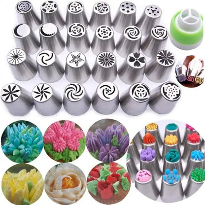 10pc/set Cake Mold Tips Steel Stainless 12pcs Russian Icing Piping Nozzle Tools - Deliverrpk