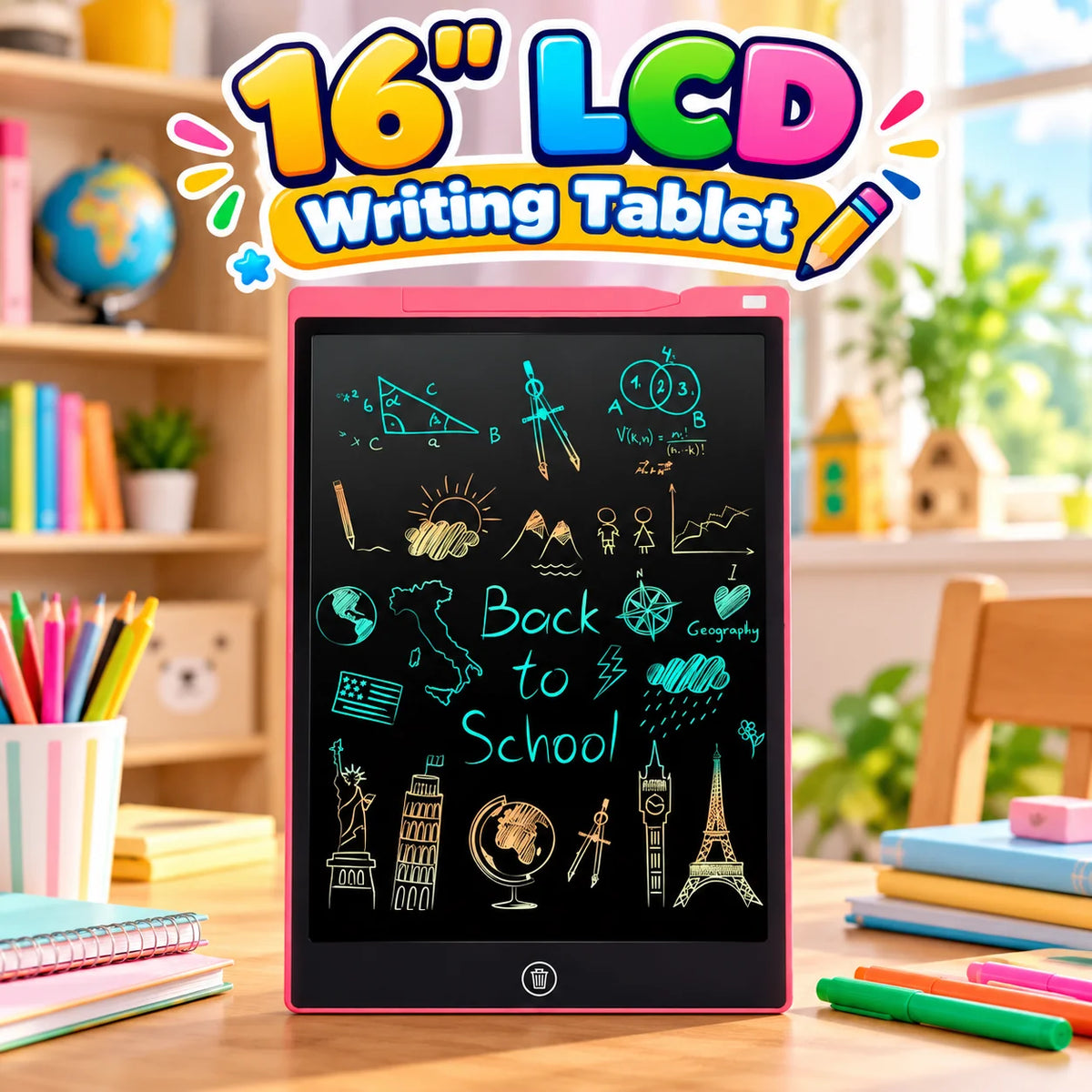 6" LCD Writing Tablet Multicolor Screen Writing Erasable Writing Board For Kids