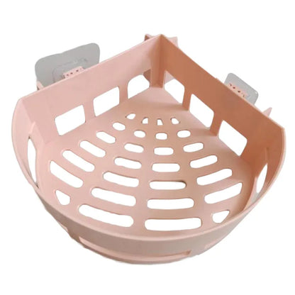 Plastic Wall Mount Triangle Shape Corner Shelf Basket Shower Caddy Rack Storage Shelves Shampoo Holder for Bathroom Kitchen - Deliverrpk