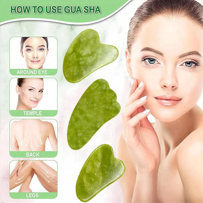 Anti-Aging Natural Stone Jade Gua Sha Heart Shape Scrapper for Face Massage Slimming Facial Relaxation and Face Lift Deliverrpk