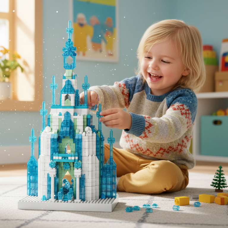Crystal Palace Ice Castle Building Bricks – STEM Construction Toy (1300+ Pcs)