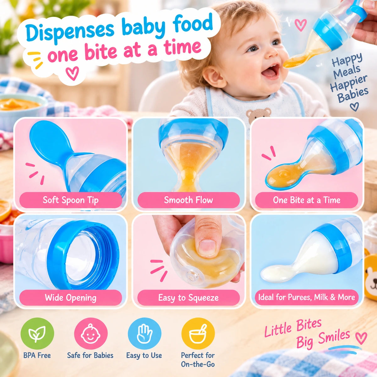 Baby Spoon Feeder 90ml Silicone Feeding Bottle (A1644)