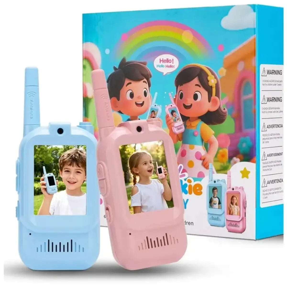 2-piece rechargeable kids video walkie talkie set for interactive communication