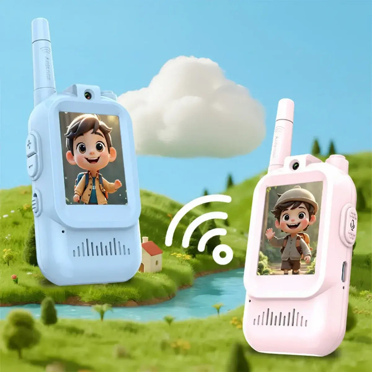 2-piece rechargeable kids video walkie talkie set for interactive communication