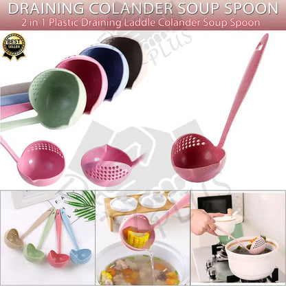 2 in 1 Plastic Draining Colander Soup Spoon / Scoop Colander Nylon Spoon Strainers Non-toxic Durable Nylon Drain Kitchen Accessories Strainers Kitchen Tools - Deliverrpk