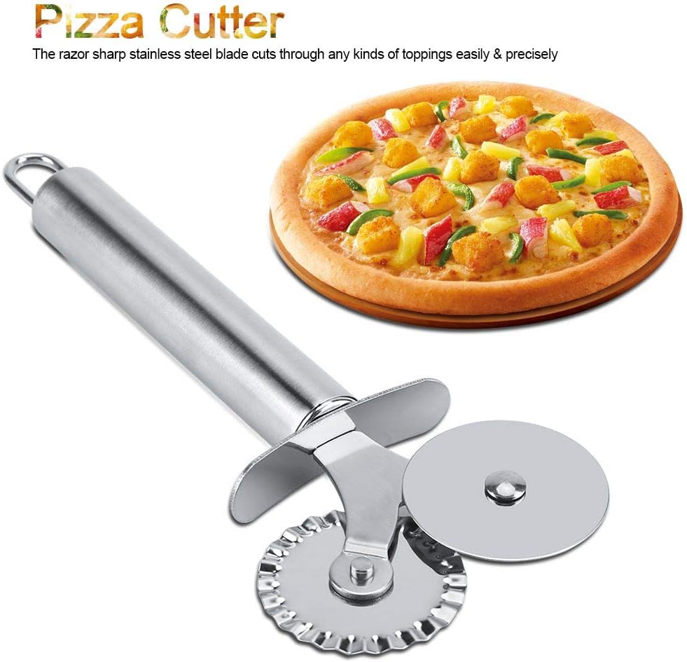 Double Wheel Pizza Cutter Wheel design is great for smooth and accurate cutting, good looking pizza tool. - Deliverrpk