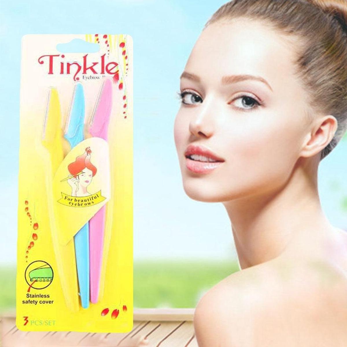 3PCS Portable Tinkle Eyebrow Razor Trimmer Eyebrow Razor Women Makeup Facial Tool Eyebrow Lip Razor Trimmer Blade Shaver Beauty Tool Tinkle Eyebrow Razor Peach Fuzz Remover Orignal tinkle Razor pack of 3 facial hair Remover Eyebrow trimmer Stainless Steel - Deliverrpk