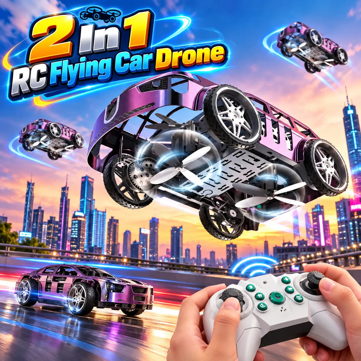 2 In 1 RC Flying Car Drone Toy For Kids