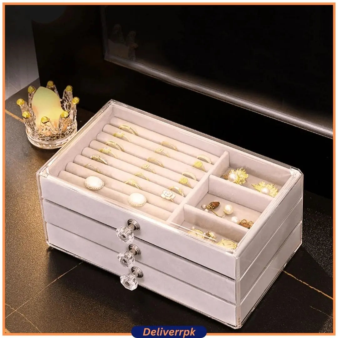 3 Drawer Jewellery Storage Box - Deliverrpk