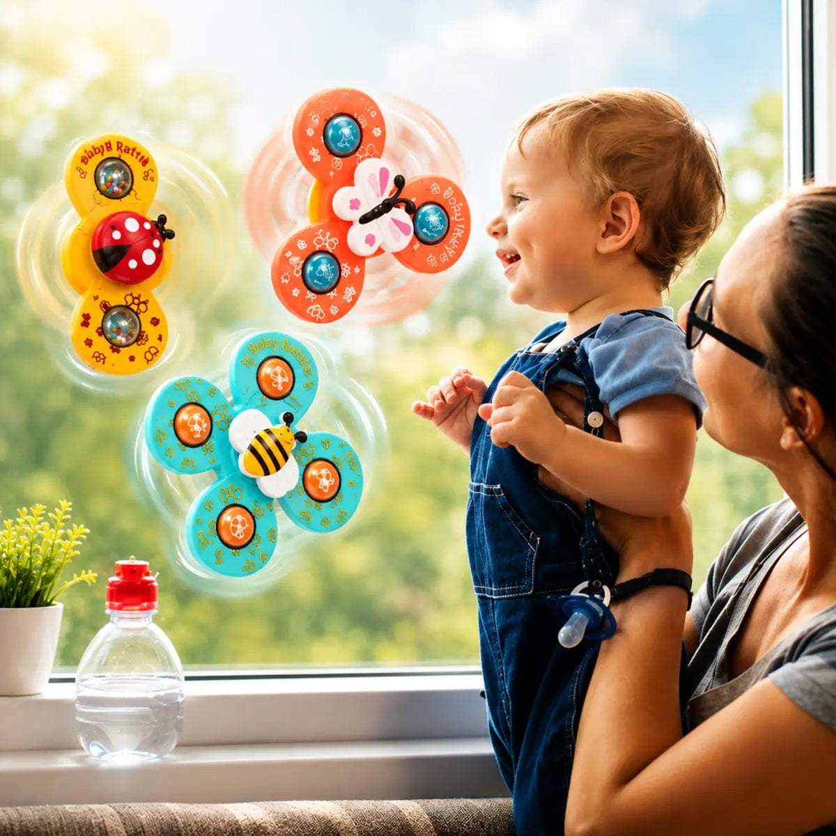 3 in 1 Baby Rattles Set with Suction Cup Spinner Toy