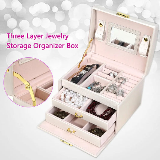 3-layer Jewelry Organizer Box with Lock deliverrPK