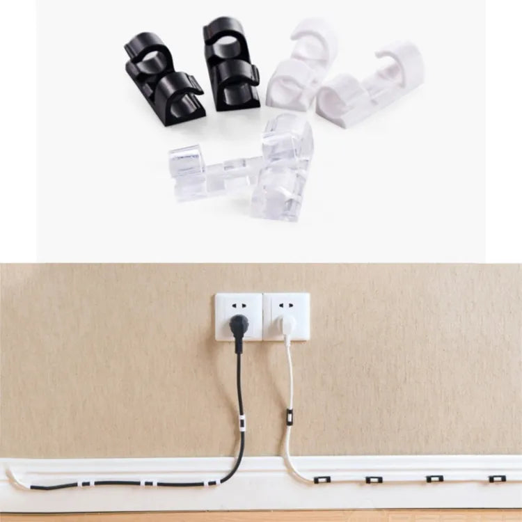 Self-Adhesive Cable Clips Organizer Drop Wire Holder Cord Management, Pack of 20, Transparent - Deliverrpk