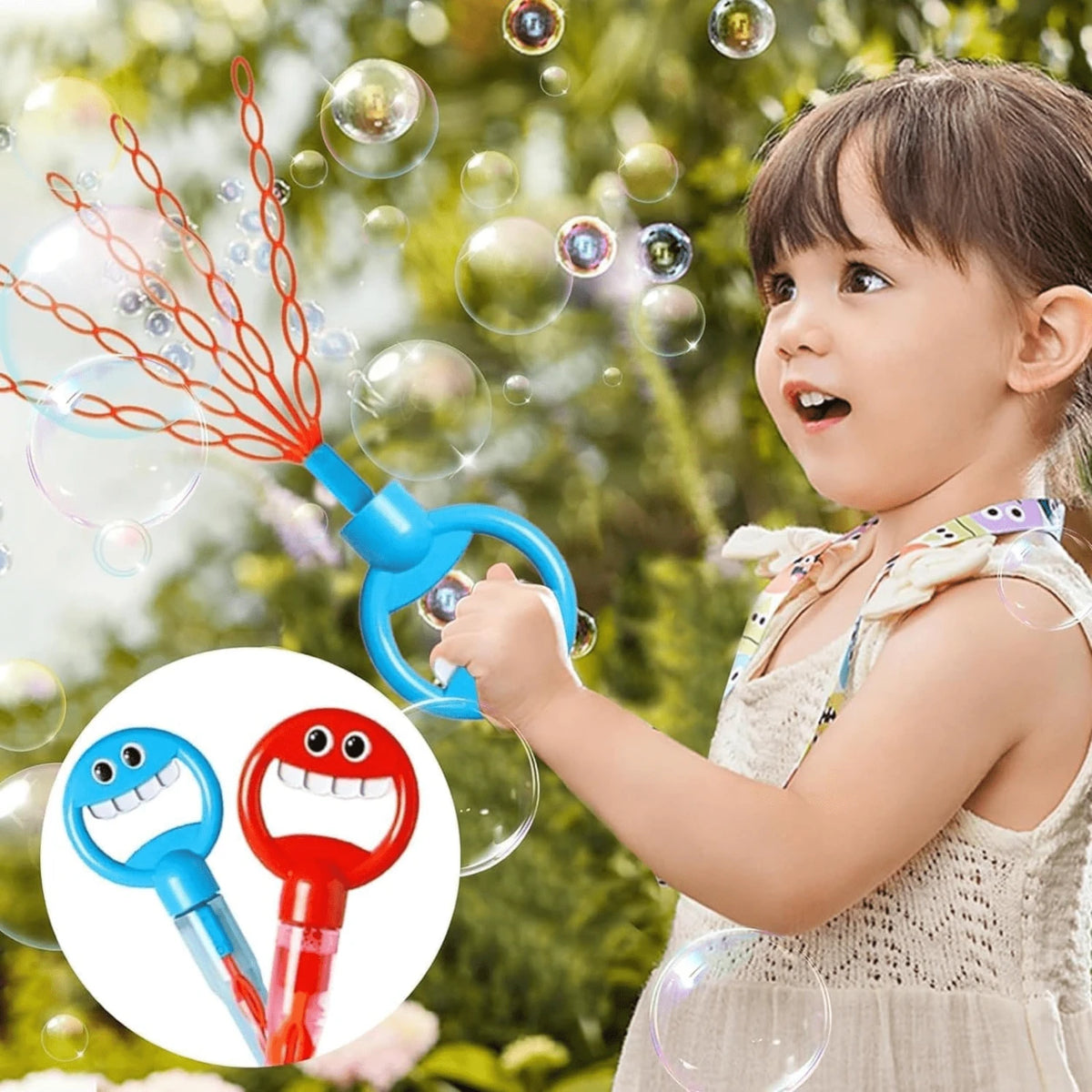 32 Hole Smiling Face Bubble Stick for Kids Bubble Making Toy