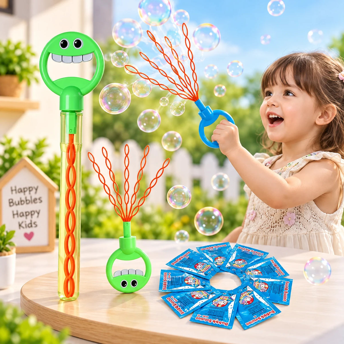 32 Hole Smiling Face Bubble Stick for Kids Bubble Making Toy