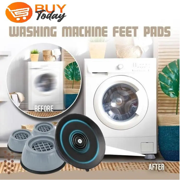 4Pcs Washing Machine Floor Mat Elasticity Earth Protectors Furniture Anti Vibration Rubber Feet Pads Non Slip Shock Proof Washing Machine Shock Absorption And Anti Shake Foot Pad For Washing Machine Support Prevent Moving Shaking Walking Universal Size - Deliverrpk