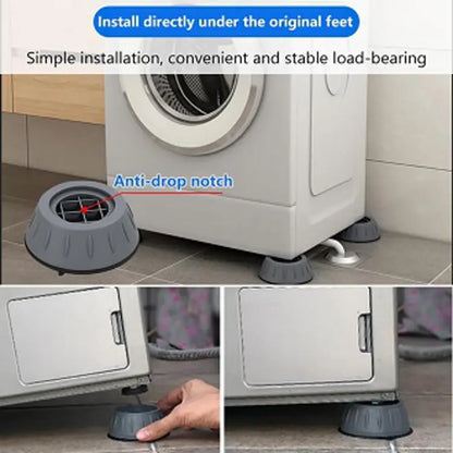 4Pcs Washing Machine Floor Mat Elasticity Earth Protectors Furniture Anti Vibration Rubber Feet Pads Non Slip Shock Proof Washing Machine Shock Absorption And Anti Shake Foot Pad For Washing Machine Support Prevent Moving Shaking Walking Universal Size - Deliverrpk