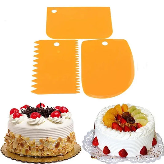 3PCS/Set DIY Cake Cream Scraper Set Cake Decorating Tools Multifunctional Irregular Teeth Edge Kitchen Baking Tool - Deliverrpk