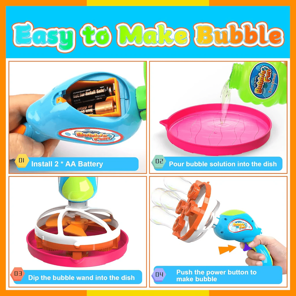 2 in 1 Electric Lion Dance Bubble Gun - Toynix