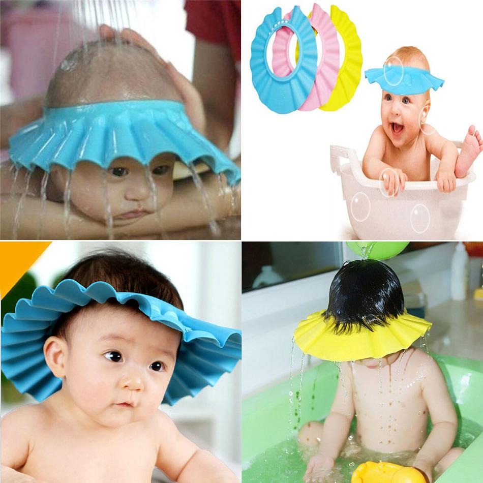 Baby Shower Cap Bathing Cap - Soft Adjustable Visor Hat Safe Shampoo Shower