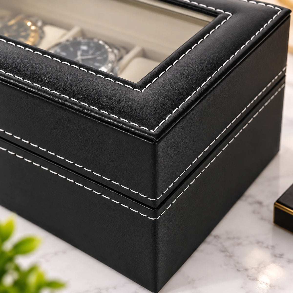 Three Slot Watch Box for Watch Storage and Organization