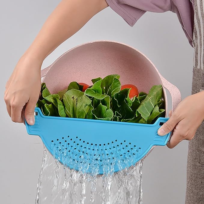 Drain basket washing rice filter leak-proof baffle kitchen gadget pot side drainer strainer screen drainer - Deliverrpk