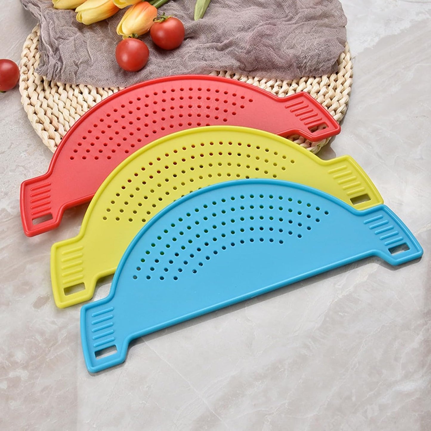 Drain basket washing rice filter leak-proof baffle kitchen gadget pot side drainer strainer screen drainer - Deliverrpk