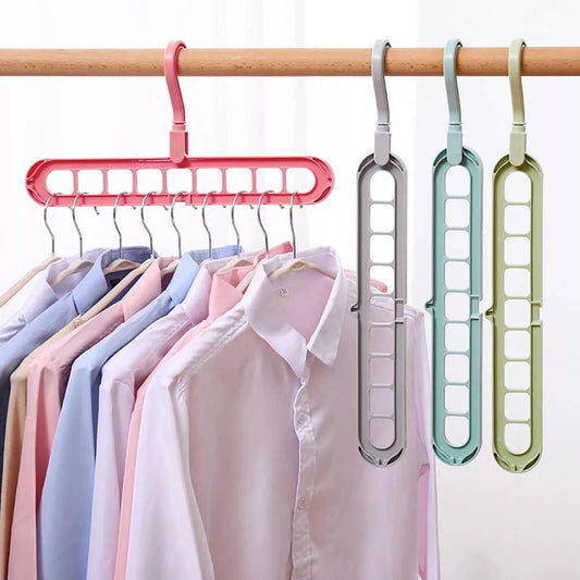 Multi-port 360 Rotation 9 Holes Plastic Storage Clothes Hanger Space Saving Hanger Organizer Multipurpose Cloth Cloths - Deliverrpk