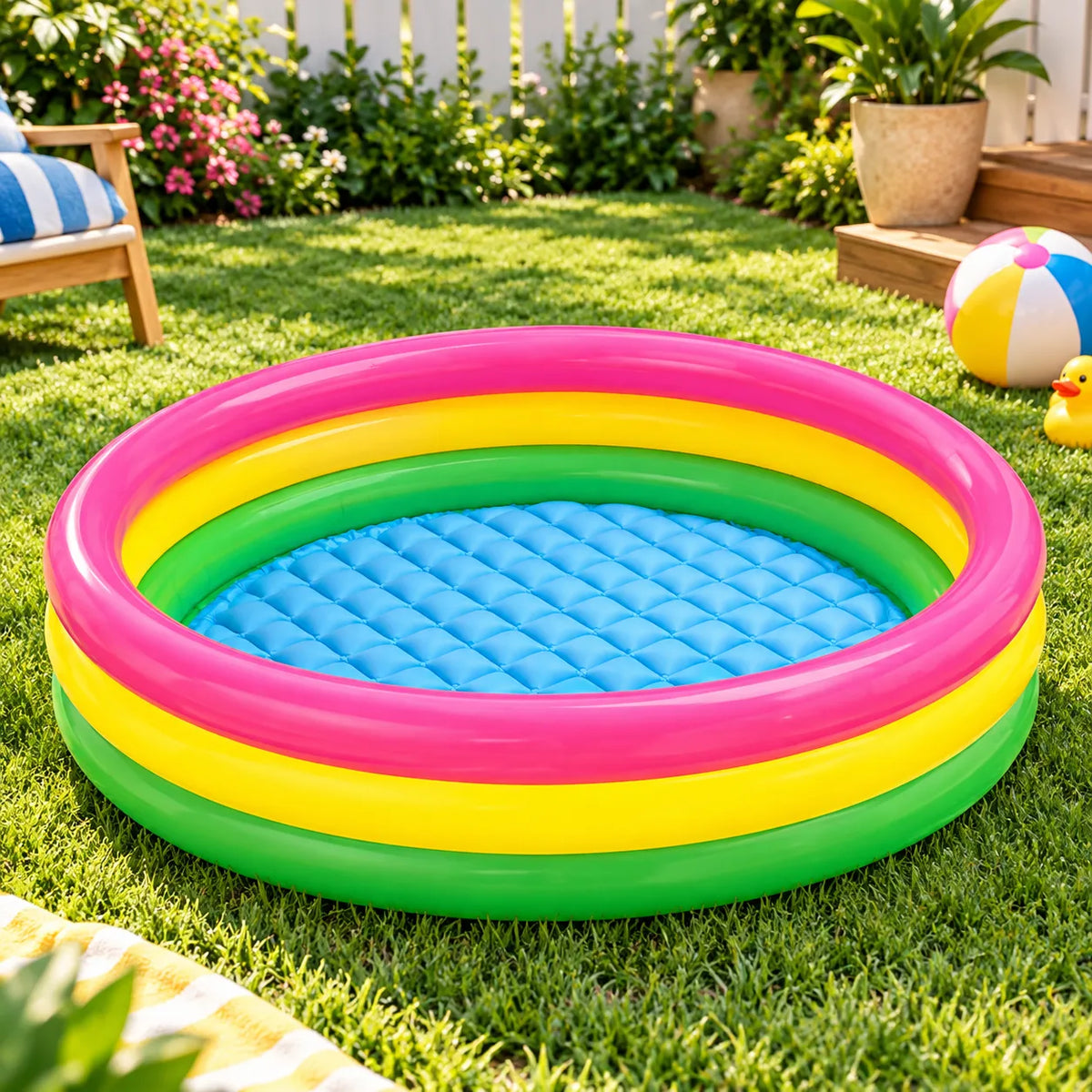4 FT Intex Rainbow Swimming Pool for Kids Inflatable Summer Pool