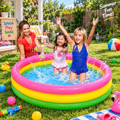 4 FT Intex Rainbow Swimming Pool for Kids Inflatable Summer Pool