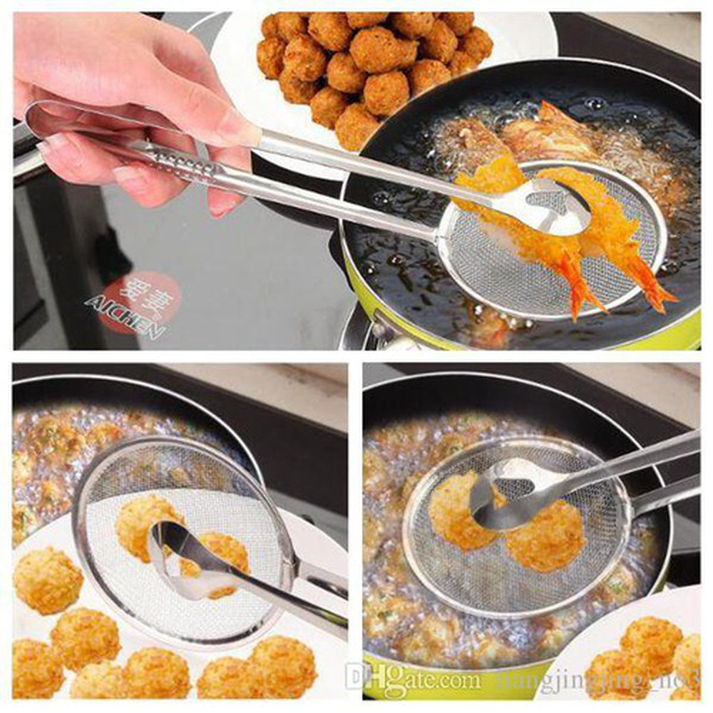 Frying Mesh Colander Quick Strain Stainless Steel Tong Colander Deliverrpk