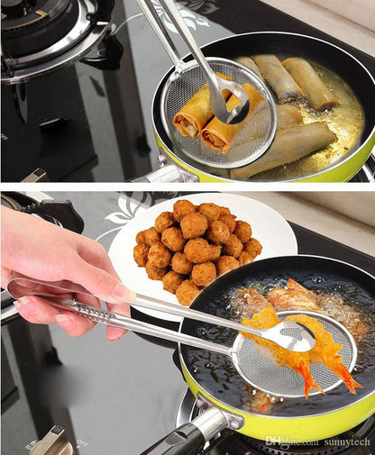 Frying Mesh Colander Quick Strain Stainless Steel Tong Colander Deliverrpk