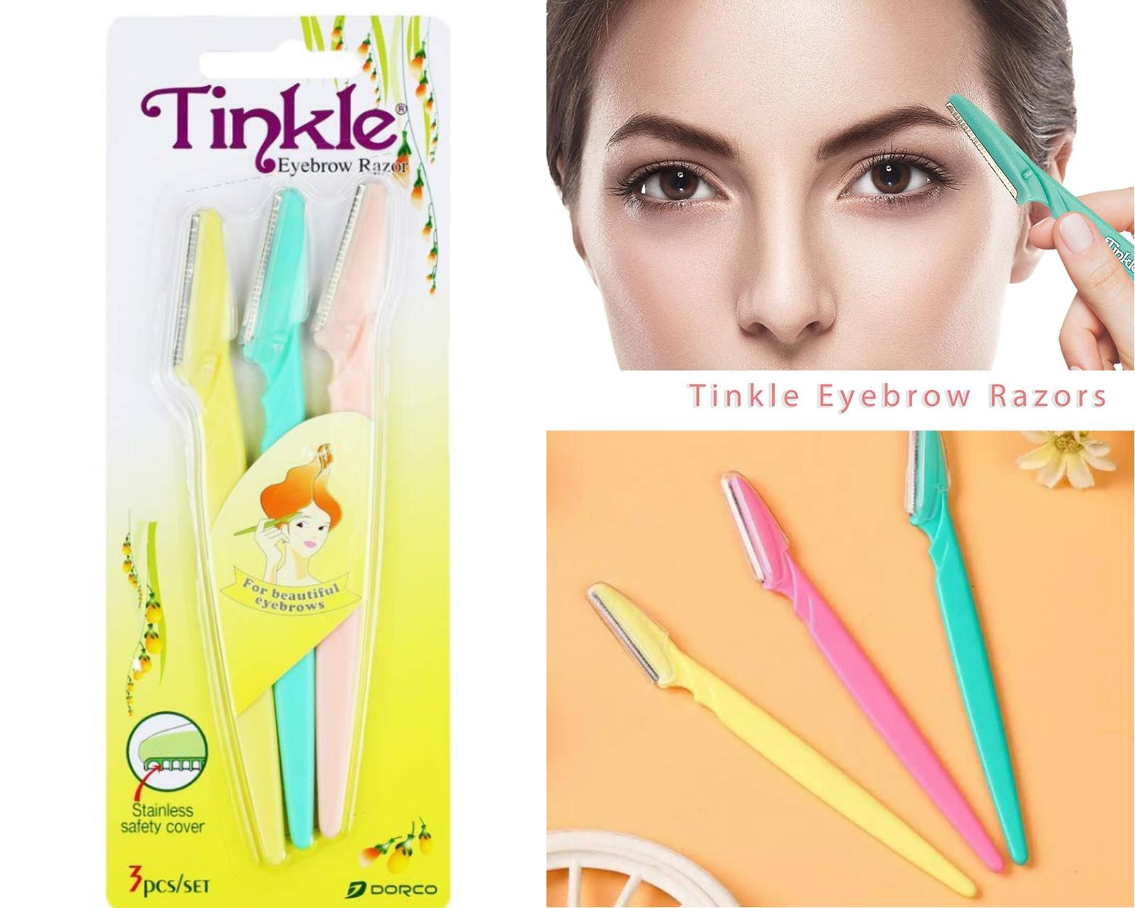 3PCS Portable Tinkle Eyebrow Razor Trimmer Eyebrow Razor Women Makeup Facial Tool Eyebrow Lip Razor Trimmer Blade Shaver Beauty Tool Tinkle Eyebrow Razor Peach Fuzz Remover Orignal tinkle Razor pack of 3 facial hair Remover Eyebrow trimmer Stainless Steel - Deliverrpk