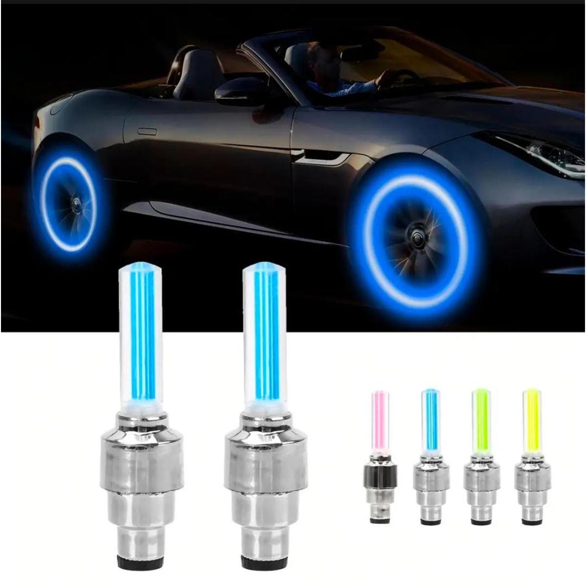 Blue Sunshine 2 PCS of Led Flash Tyre Wheel Valve Cap Light for Car Bicycle and Motorcycle - Deliverrpk