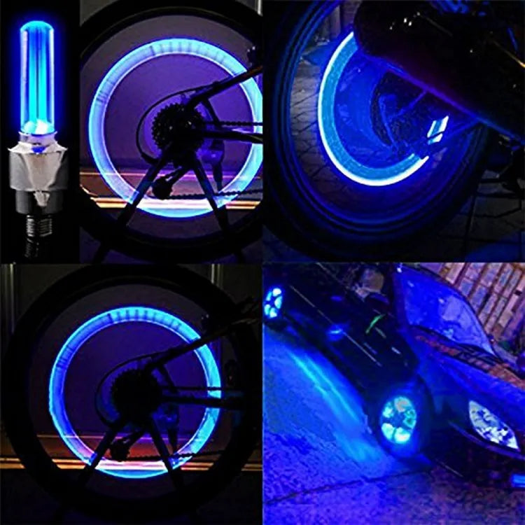 Blue Sunshine 2 PCS of Led Flash Tyre Wheel Valve Cap Light for Car Bicycle and Motorcycle - Deliverrpk