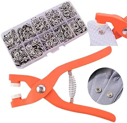 Metal Snaps Buttons 9.5mm with Fastener Pliers Tool Kit Five Buckle Set Sewing Free Buttons Set for Diy Crafts Home Sewing Accessories - Deliverrpk