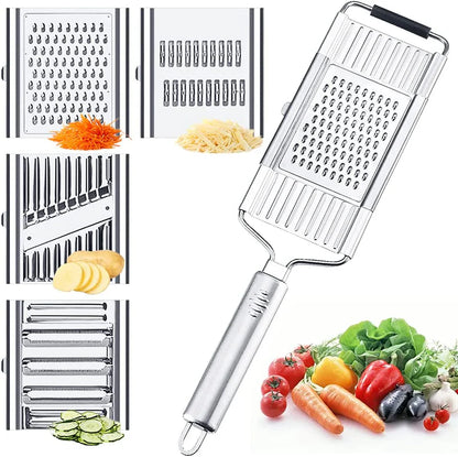 Stainless Steel Jumbo Slicer,4 in-1 Stainless Steel Vegetable Potato Chips Wafer Slicer, Jumbo Slicer Crusher Grater Sharp Cutter for Snack Maker, Potato and Chips Maker Slicer -Silver - Deliverrpk